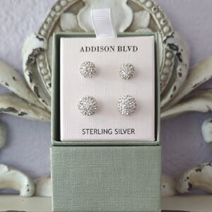 Sterling Silver Stud Earrings 2 Pair